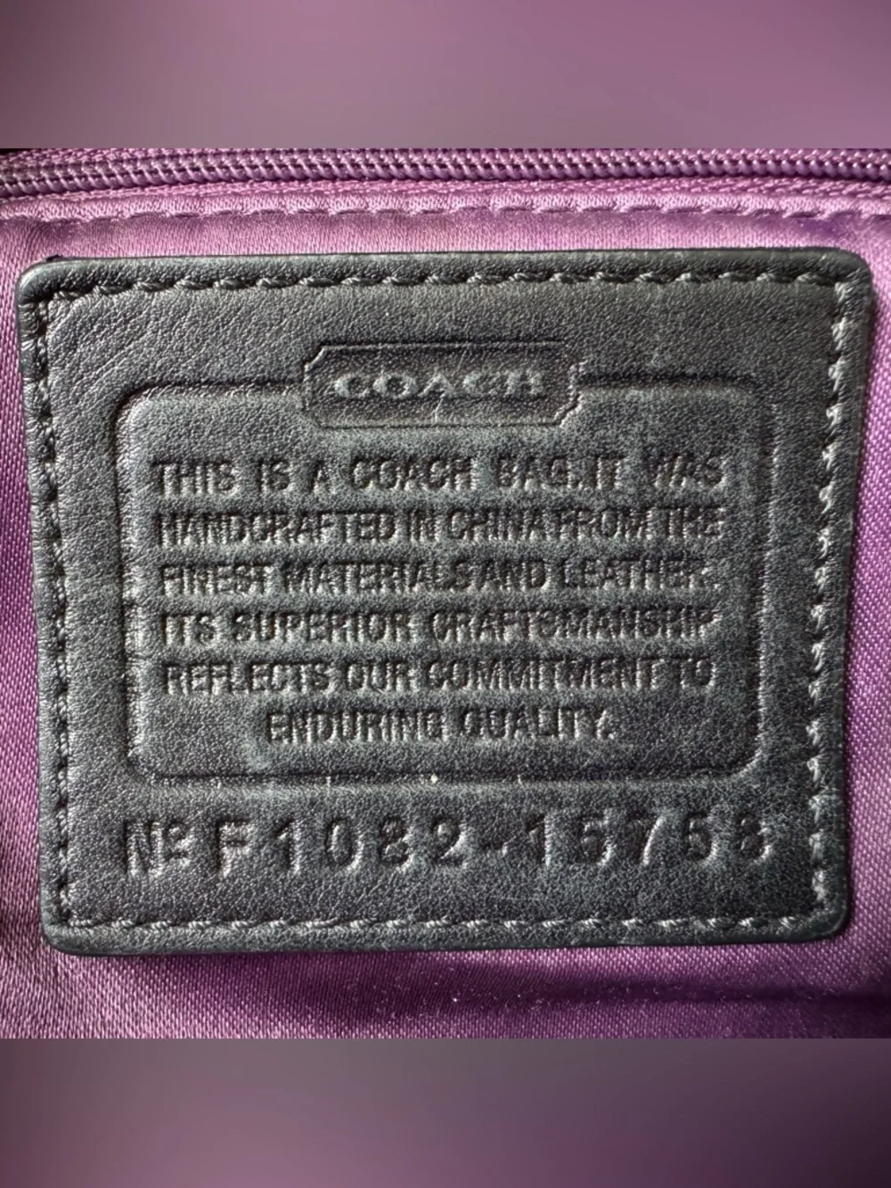 Coach Mia Op Art Signature Logo Large Bag Black/Gray Zip Purple Lining w/ Wallet